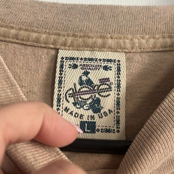 Vicki Melhart Vintage Made in USA Single Stitch Quilt Patchwork Tee Size L - Picture 4 of 5